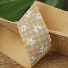 Two-Tone Plaid Printed Ribbon DIY Bow Hair Accessory Clothing Straw Hat Shoe Flower Gift Box Floral Packaging Daisy Woven Tape - Multicolor - View 15