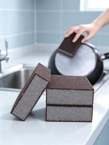 2/4pcs Magic Abrasive Sponge Scrubber, For Removing Rust, Cleaning Brush, For Descaling, Cleaning, Suitable For Kitchen, Bathroom, Home, Household Items - Multicolor - View 2