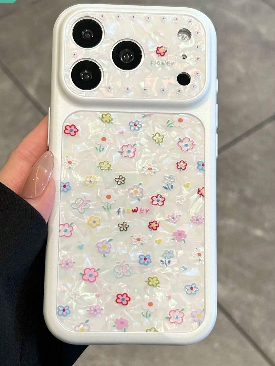 1件清新貝殼花紋2合1手機殼 全包覆Honor設計 高品質 高評價 適用17 Air 16 15 14 13 12 11 Pro Max 16 15 14 Plus 極簡創意防摔背蓋 - 白色 - 查看 1