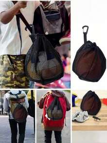 1/2pcs Portable Basketball Mesh Bag, Suitable For Travel And Training, Can Hold Shoes And Basketball, Drawstring Crossbody Backpack, Can Carry Basketball/Volleyball/Soccer, With Hook To Hang On Backpack, Convenient For Mailing Packages - Storage Bag - View 12