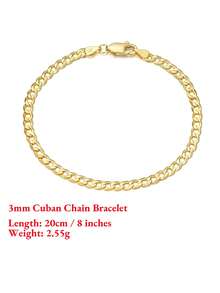 ORSA JEWELS 1件 925純銀手鍊，獨特鑽石切割鏈條設計，精緻珠寶，週年紀念最佳禮物 - 金黃色 - 查看 7