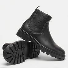 Sepatu Bot Chelsea Pria Sol Tebal Nyaman Ringan Cocok untuk Perjalanan Santai Gaya Retro Sepatu Bot Setinggi Mata Kaki - Hitam - View 10