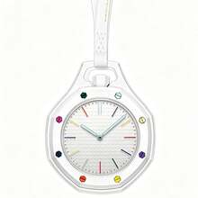 ZOEA 1 pieza Reloj Colgante Octagonal Creativo, Llavero de Cuarzo Multifuncional con Correa, Colgante de Bolso y Mochila, Accesorio de Moda, Regalo Ideal para Amigos en 8 Colores - Blanco - Ver 2