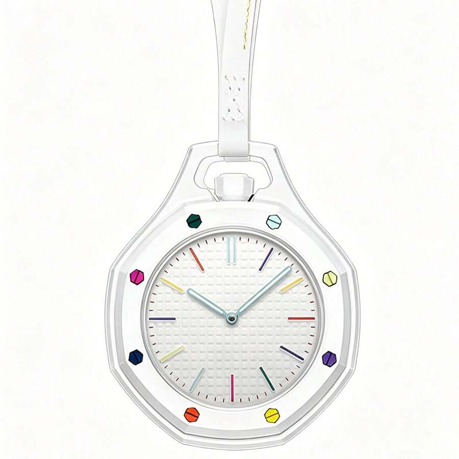 ZOEA 1 pieza Reloj Colgante Octagonal Creativo, Llavero de Cuarzo Multifuncional con Correa, Colgante de Bolso y Mochila, Accesorio de Moda, Regalo Ideal para Amigos en 8 Colores