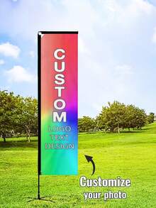 Custom Square Flag, Single-Sided Printing, Customizable Pattern/Text, Promotional Reminder, Beach Flag - Outdoor Advertising & Decoration - Flagpole And Base Not Included - Multicolor - View 1