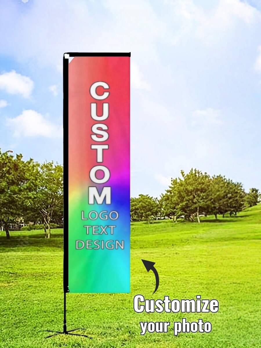 Custom Square Flag, Single-Sided Printing, Customizable Pattern/Text, Promotional Reminder, Beach Flag - Outdoor Advertising & Decoration - Flagpole And Base Not Included - Multicolor - View 1