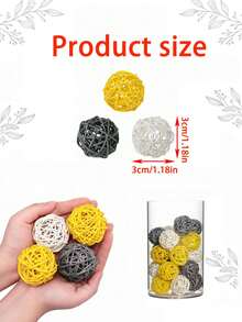 1/10/20pcs Rattan Decorative Balls, 3 Colors Autumn Farmhouse Style Decorative Rattan Balls, Suitable For Coffee Table, Wedding Bridal Party Tray, Fireplace Mantel, Vase Centerpiece, Autumn Harvest Thanksgiving, Country Home Tabletop Rattan Ball Bowl Filler, DIY Handmade Decoration - Multicolor - View 4