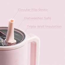 HydroJug Traveler - 40 Oz Water Bottle With Handle & Flip Straw - Fits In Cup Holder, Leak Resistant Tumbler-Reusable Insulated Stainless Steel & Rubber Base - Gifts For Women & Men - Baby Pink - View 5