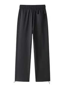NcmRyu Men's Snap Button Pocket Cargo Parachute Pants, Drawstring Loose Fit Athletic Long Pants - Black - View 5