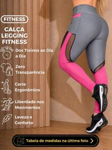 Women Sports Leggings - 玫紅色 - 查看 4