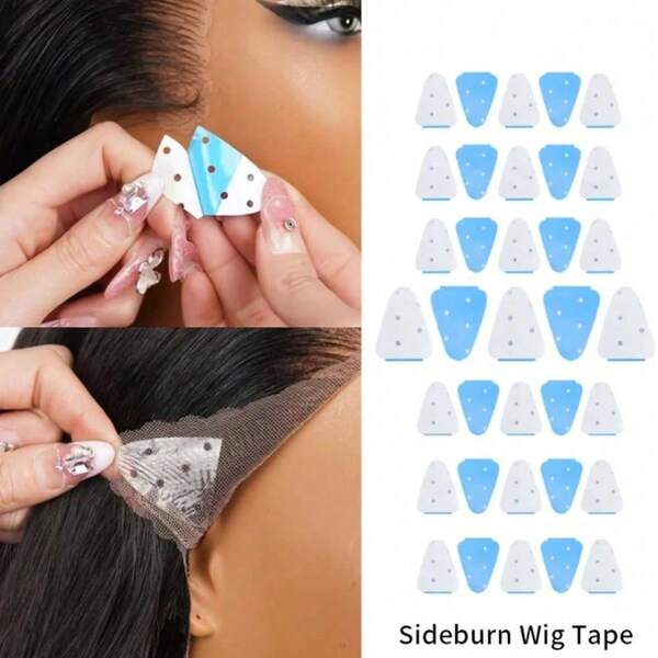 50pcs Sideburn Wig Tape, Double-Sided Invisible Adhesive, Lace Wig Strong Hold