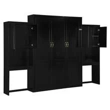Queen Size Murphy Bed With Desk, Vanity And Cabinets, Espresso OLD SKU: N820S00057P - Espresso + Wood + Queen - View 5