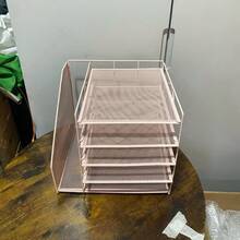 Multi-Layer File Organizer, Large Capacity Magazine, Stationery And Paper Storage Tray, Made Of Metal Mesh Material, Workspace Storage Accessory, Desktop File Holder, Suitable For Home, Office And School - Multiple Styles - View 9