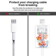 Heart/Bowknot/Fruit Leopard Print Apple Data Cable Protector Sleeve Compatible With Apple 18-20W Charger Small Head Protective Cover To Prevent Breakage - 4 PCS Butterfly Flowers - View 3