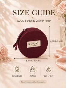 Gucci Red Cushion Bag, 8.5CM/3.34IN*8.5CM/3.34IN, Vertical Striped Fabric, Zipper Closure With Strap, Compact And Portable, Versatile Storage - Burgundy - View 11