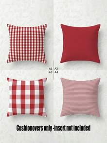 shangxia 4 buah Sarung Bantal Kotak-kotak Merah Minimalis Modern, Sarung Bantal Motif Garis-garis untuk Dekorasi Sofa Ruang Tamu - Cetak Satu Sisi - MultiWarna - View 7