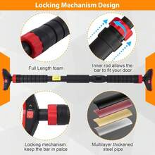 Barra de tirar ajustable para la puerta, Barra de barbilla de 440LBS pesada, No hay instalación de tornillos, Medidor de nivel incorporado, Grip de bloqueo automático, Entrenamiento de fuerza de gimna - Triángulo - Ver 5
