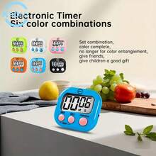 1pc/8pcs Set Small Powerful Magnetic Plastic Timer Reminder, Colorful Macaron Palette Square Design, Large Screen Clear Digital Display, Stick To Fridge/Stove, Stewing/Baking/Fitness Multi-Scene Timing, All-Season Home Kitchen Essential Timer - 彩色 - 查看 1