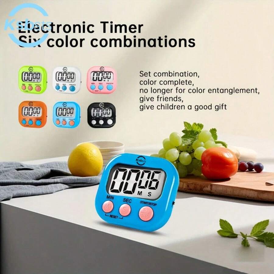 1pc/8pcs Set Small Powerful Magnetic Plastic Timer Reminder, Colorful Macaron Palette Square Design, Large Screen Clear Digital Display, Stick To Fridge/Stove, Stewing/Baking/Fitness Multi-Scene Timing, All-Season Home Kitchen Essential Timer - 彩色 - 查看 1