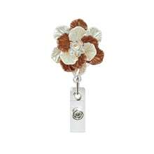 1pc 3D Pearl Crystal Flower Core Retractable Rotating Badge Reel With Crocodile Clip, ID Card Holder Gift - Multicolor - View 13