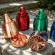 1PC Brushed Metal Creative Design 4-Layer Grinder, Wavy Serrated Layered Top Cover, Multi-Color Options, Pocket Portable Desktop Herb Grinder, Smoking Accessories - View 10