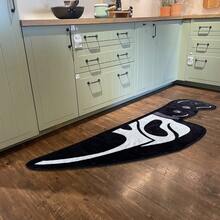 1pc Black & White Ghost Face Design Rug, Gothic Style Plush Asymmetrical Shape Anti-Slip Mat With Knife Shaped Particles, Suitable For Living Room, Bedroom, Bathroom, Laundry Room, Toilet, Entrance, Kitchen, Game Room, Hallway, Courtyard, Versatile All-Season Horror And Funny Home Decoration Rug, Room Decor - Black and White - View 6