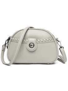 Modische Damen-Umhängetasche aus Leder, lässige multifunktionale Handy-Schultertasche für Outdoor und Pendeln, kleine Tasche - Hellgrau - Übersicht 3