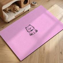 1 pieza Alfombrilla de alimentación para mascotas rosa, patrón de oso de dibujos animados lindo, alfombrilla impermeable para mascotas, alfombrilla antideslizante y resistente a manchas para cuencos de perro, alfombrilla para mascotas fácil de limpiar y lavable (apto para gatos, perros, conejos, cerdos, hámsters) - Rosa Pálido - Ver 1