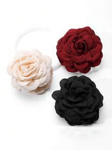 1PC Women's Large Multi-Layer Rose Hair Claw, Solid Color Elegant Updo Hair Claw, All Season Hair Accessory For Daily, Party, Dance & Beach Vacation - Multicolor - View 6