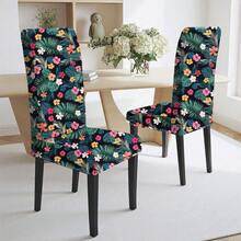 1pc/4pcs/6pcs/10pcs Elastic Soft Parsons Dining Chair Covers, Removable And Washable Universal Fit For Kitchen And Dining Room Chairs, Spring/Summer Green Leaf Print, Furniture Protection And Home Decor, Create Festive Atmosphere For Dining Room, Living Room And Kitchen Chairs - Multicolor - View 2