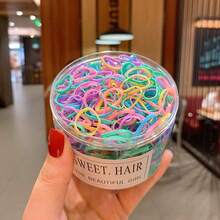 Approx. 500pcs Transparent Jar Packed Jelly Milkshake Color Small Elastic Rubber Bands, Disposable Strong Stretchable Hair Ties, Colorful High Elasticity Hair Bands, Non-Damaging Hair Ropes - Multicolor - View 6
