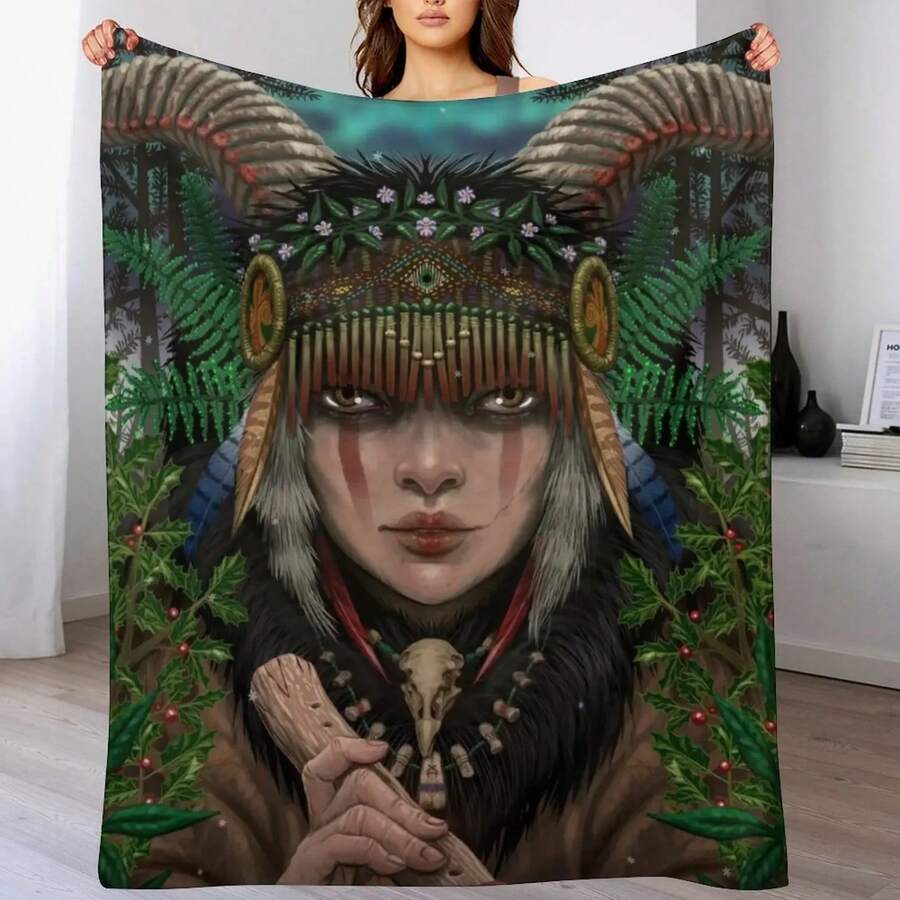 A Song For The Skydancers Throw Blanket Cute Vintage Decoratives Hairys Blankets - Black - View 1