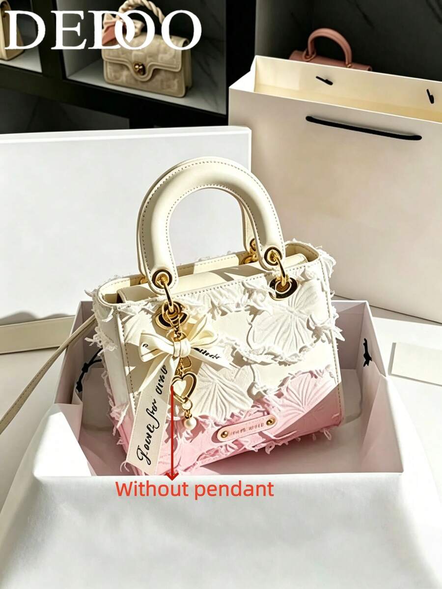 Dedoo Women's Satchel Handbag With Butterfly Pattern Lace And Leather Patchwork, Elegant Evening Clutch, Suitable For Parties, Weddings, Spring/Summer Style (Pendant Not Included) - Multicolor - View 1