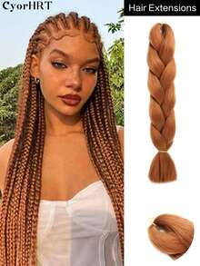 24 Inch High Temperature Synthetic Braiding Hair Bundles, Suitable For Braiding, Colors Include Light Brown, Platinum Blonde, Gray, Black, Brown Gradient, Multicolor, Fashion Braiding Hair Extensions, Suitable For Daily, Party, Cosplay, Music Festival And More - Multicolor - View 20
