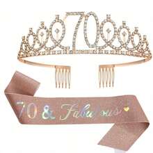 Set de 2 piezas, 21º, 30º, 40º, 50º, 60º, 70º Cumpleaños Banda y Corona, para Mujeres, Banda de Feliz Cumpleaños, 21º, 30º, 40º, 50º, 60º, 70º Regalos y Decoraciones para Fiesta de Cumpleaños - Ver 11