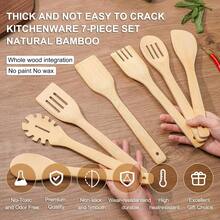 [7-PCS] Wooden Spoons For Cooking Is For All Kitchen Made From Bamboo Wood, Wooden Spatula &Amp; Wooden Spoon 118 In And Non-Stick Surface, Suitable For Home &Amp; Chef Use Or Gift For Someone Special - ColorA - View 5