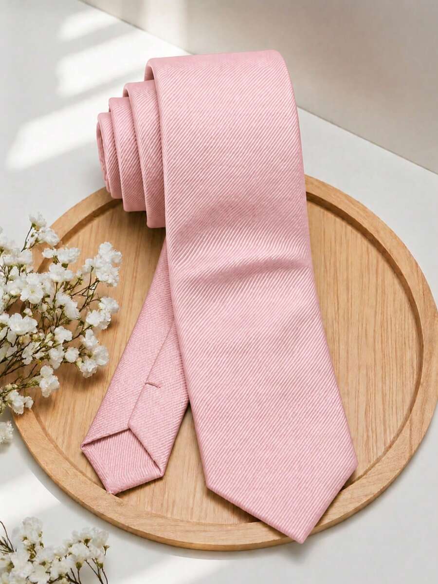 1pc Men's 8cm Lotus Pink Tie, Fashion Casual Formal Tie For Wedding And Party - Dusty Pink - View 1