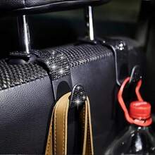 2/4pcs Car Seat Back Hooks With Rhinestones, Shiny Crystal Texture, Interior Accessory For Women, Fits Front Seats, Storage And Decoration For Car Interior - Diamond-encrusted Chair Back Hooks - View 7