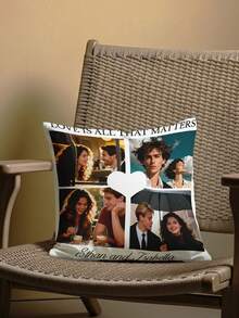 1pc Customized Photo Double-Sided Printed Pillowcase, Holiday Customized Image Pillowcase, DIY Photo Pillowcase, Gift For Family, Friends And Yourself - Dark Grey - View 4