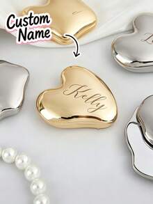 Personalized Cloud-Shaped Portable Makeup Mirror, Customized Silver Engraved Pocket Mirror, Bridesmaid Wedding Women's Handbag Mirror, Customized Bridesmaid Gift, Engraved Pocket Mirror - Multicolor - View 8