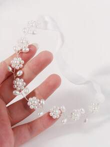 1pc Elegant Faux Pearl Flower Bridal Garter Elastic Wedding Thigh Ring Leg Chain For Bride Bridesmaid Bachelorette Party Honeymoon Accessories - Multicolor - View 6