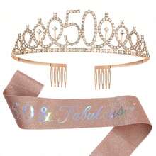 Set de 2 piezas, 21º, 30º, 40º, 50º, 60º, 70º Cumpleaños Banda y Corona, para Mujeres, Banda de Feliz Cumpleaños, 21º, 30º, 40º, 50º, 60º, 70º Regalos y Decoraciones para Fiesta de Cumpleaños - Ver 6