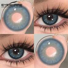 عدسات EYESHARE عدد 2 قطعة جديدة باللون البني للعيون عالية الجودة، عدسات رمادية، عدسات زرقاء عصرية مناسبة للمواعيد اليومية وأنشطة العطلات، عدسات خضراء للعيون لهدايا الزفاف وعيد الحب، للاستخدام السنوي، 14.5 مم - الأزرق، جمال نادر - مشاهدة 2