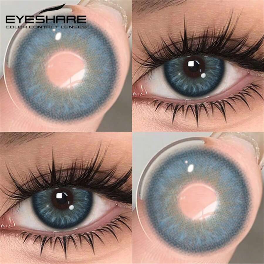 عدسات EYESHARE عدد 2 قطعة جديدة باللون البني للعيون عالية الجودة، عدسات رمادية، عدسات زرقاء عصرية مناسبة للمواعيد اليومية وأنشطة العطلات، عدسات خضراء للعيون لهدايا الزفاف وعيد الحب، للاستخدام السنوي، 14.5 مم