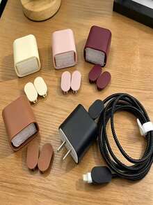 Bộ 5 miếng bảo vệ cáp sạc Apple 20W vân da mới, tương thích 17/16/15/14, chống gãy đầu cáp - Nhiều màu - Xem 4