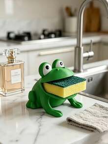 Frog-Shaped Sponge Drain Rack, Kitchen Countertop Dishcloth Storage Holder, Creative Cleaning Tool Organizer, With Drainage Holes For Quick Drying, Mold-Resistant And Easy To Clean, Suitable For Most Sponges/Scouring Pads - Multicolor - View 2