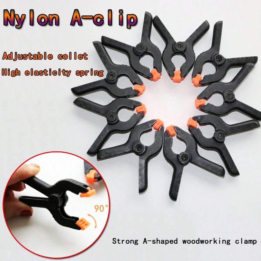 10pcs Mini A-Type Woodworking Clamps - Fixed Wood Board Solid Wood Clamps - Powerful Quick Right Angle Woodworking Clamps - Strong Clamps - Mold Fixing Panel Clamping Device Quick Spring Clamps Powerful Clamps - Type a Mini Woodworking Clips, 10-pack - View 1