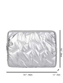 Bolsa de almacenamiento para portátil y tableta de unicolor con diseño floral minimalista de lujo, multi-tamaño, funda para computadora - Plateado - Ver 9