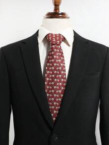 1PC Men's Casual Dog/Giraffe Pattern Hand-Tied Tie, Suitable For Business Daily Commute Matching - Multicolor - View 6