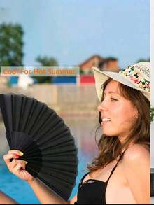 1/10pcs Solid Color Foldable Minimalist Casual Handheld Fan, Suitable For Various Festivals, Parties, Weddings, Daily Summer Cooling, Beach, Travel - Multicolor - View 4